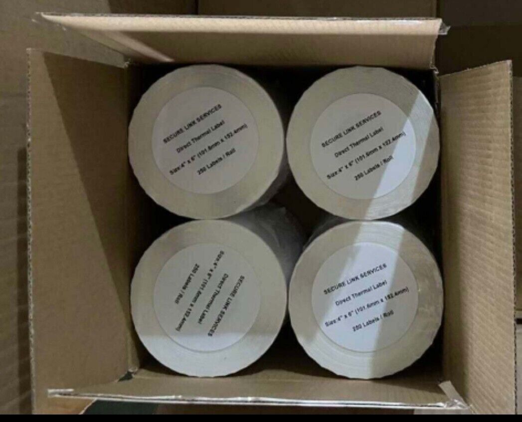 4 Rolls 4x6 Direct Thermal Shipping Labels - 250 per roll - 1000 labels